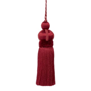 Ruby Red Key Tassel With Satin and Cut Velvet Details For Sale