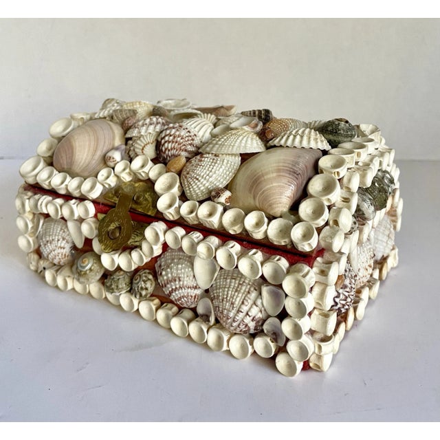 Vintage Folk Art Seashell Encrusted Jewelry Box For Sale - Image 10 of 12