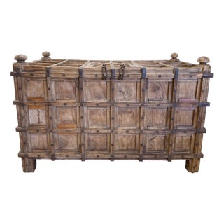 Substantial Antique 19th C Damchiya Anglo Indian Dowry Chest Trunk For Sale
