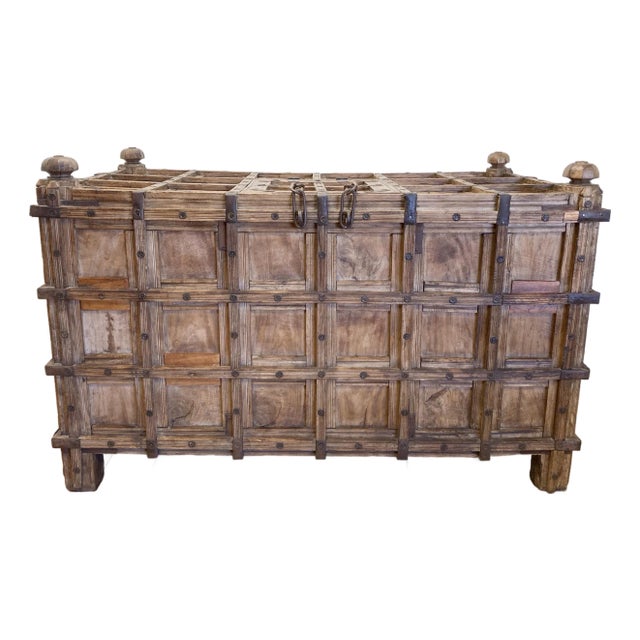 Substantial Antique 19th C Damchiya Anglo Indian Dowry Chest Trunk For Sale