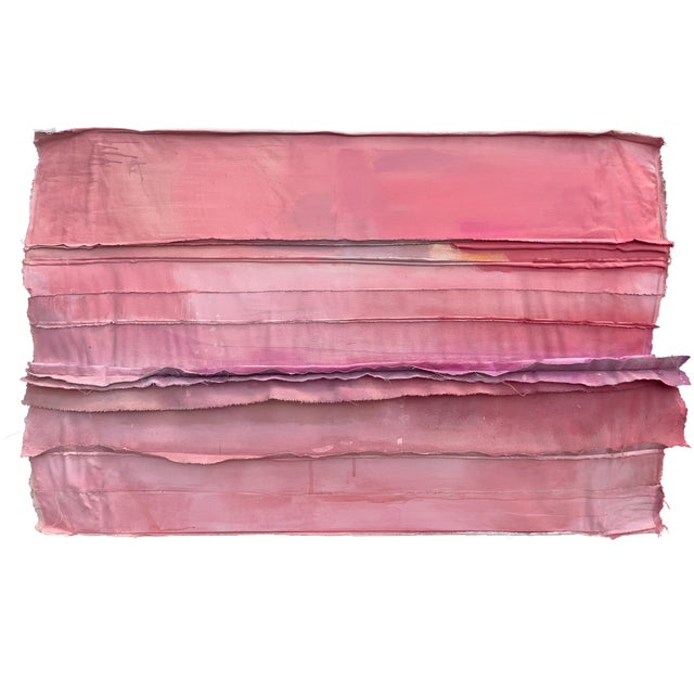 Contemporary "Good Night Kiss" Salvaged Materials Wall Sculpture Color Field Painting in Shades of Nantucket Red For Sale - Image 3 of 12