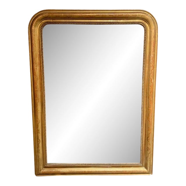 19th Century French Louis Philippe Mirror With Floral Pattern For Sale