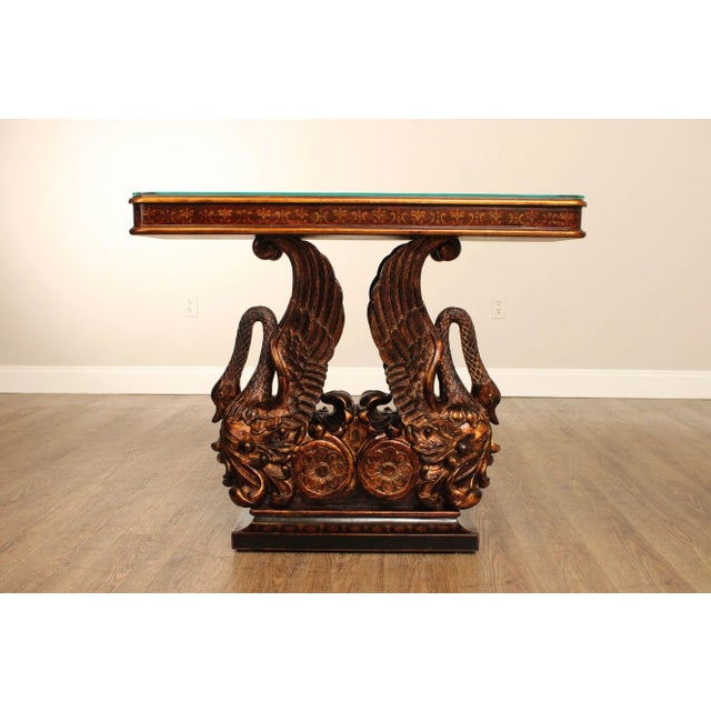Early 21st Century Classical Empire Style Parcel-Gilt Swan Carved Console Table For Sale - Image 11 of 12