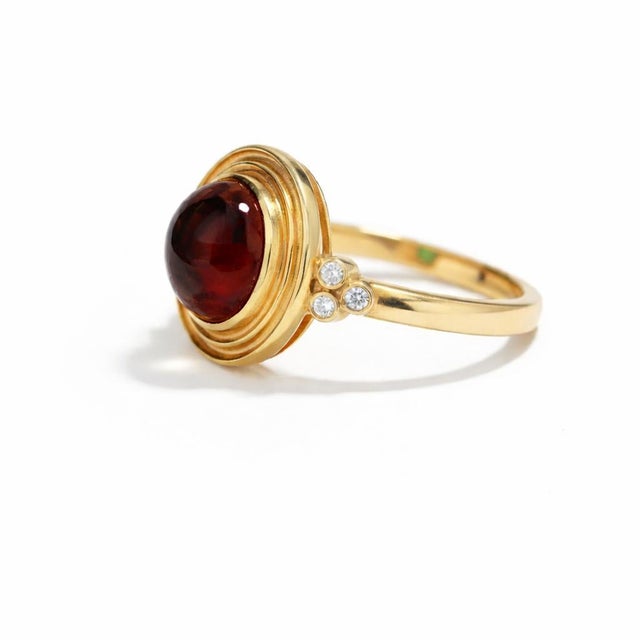 Modern Vintage Inspired Garnet and Topaz Ring in Silver, Gold, Size 6 For Sale - Image 3 of 5