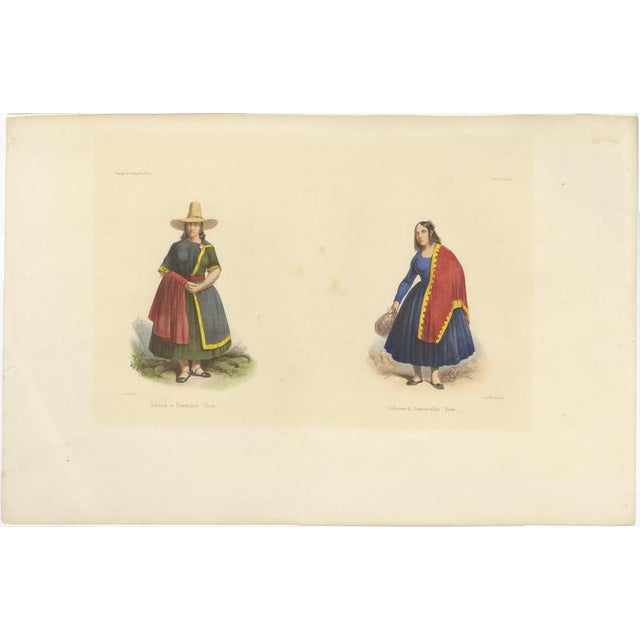 Peruvian Women's Costumes, Huarochirí & Huancavelica, 1841, Lithograph For Sale - Image 3 of 10