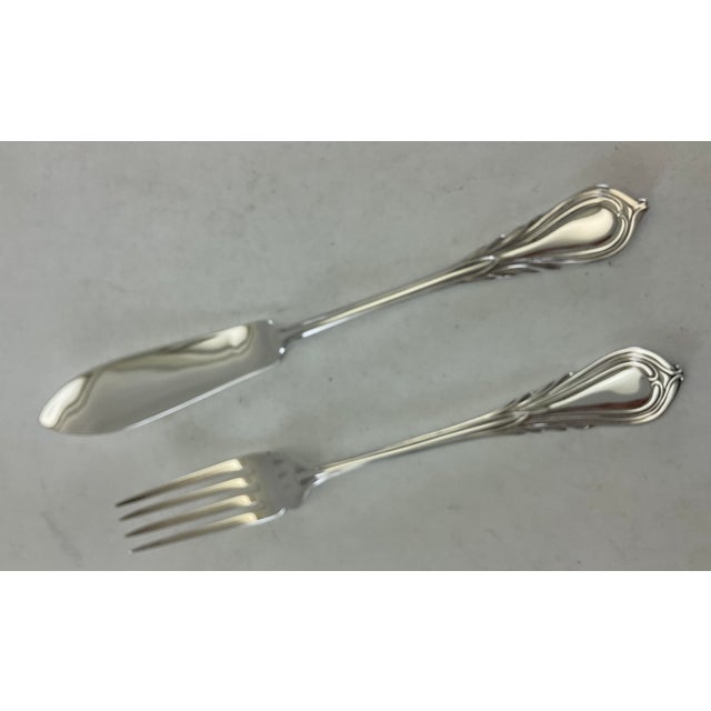 1980s Silver Fish Set for 12 Pair Fish Eaters & Fish Servers, Lily - 26 pcs For Sale - Image 13 of 18
