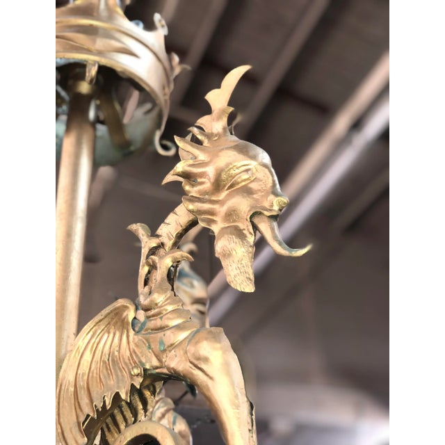 Gold 1920s Spanish Revival Gothic Mediterranean Iron Oversized Chandelier For Sale - Image 8 of 13