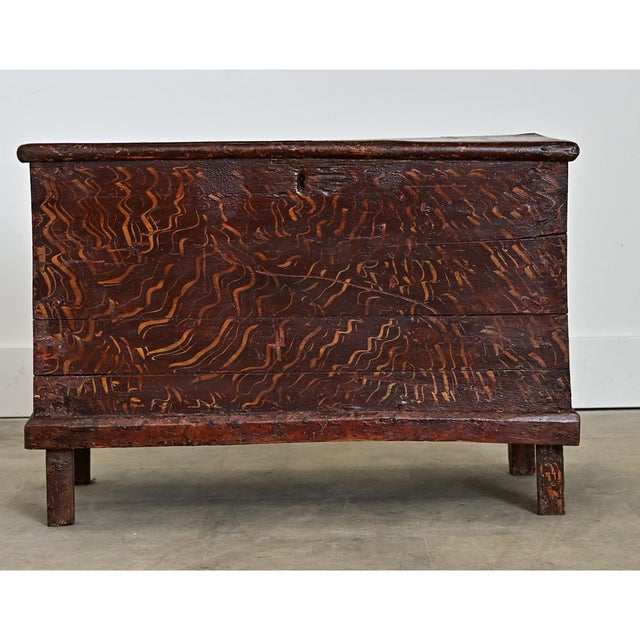 Dimensions: 21" H x 30 ?" W x 17 ½" D A delightful storage trunk from Sweden, 19th century, its pine construction is...