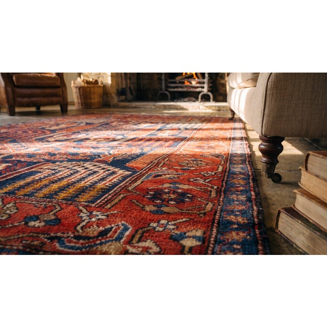 Textile 1900s Blue Navy Cypress Tree Antique Nw Persian "Bid Majnoun" Rug 4'6" X 7' Handknotted Wool Carpet For Sale - Image 7 of 9