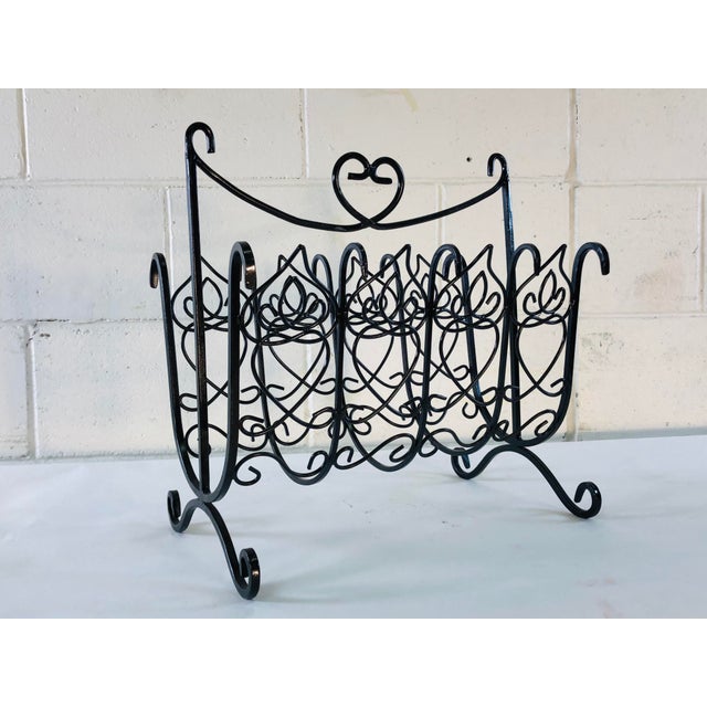 Black Vintage Black Iron Magazine Rack For Sale - Image 8 of 8
