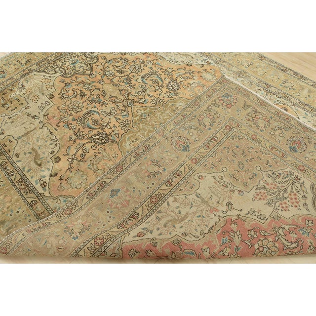 Tabriz Rug 8′ X 11’8” Peach Wool Vintage Distressed Hand-Knotted Carpet For Sale - Image 14 of 15