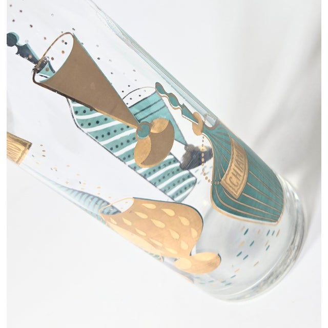 Mid 20th Century Mid-Century Teal and Gold Cocktail Pitcher For Sale - Image 5 of 14