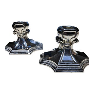 Pair of Vintage Art Deco Chrome Candlesticks by Insico For Sale