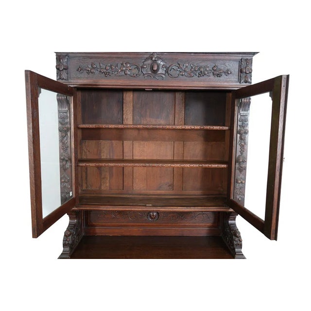 Late 19th Century Large Superb Quality French Antique Heavily Carved Oak Hunt Board For Sale - Image 4 of 8