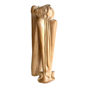 Vintage Modernist Statue Carved Wood All Natural