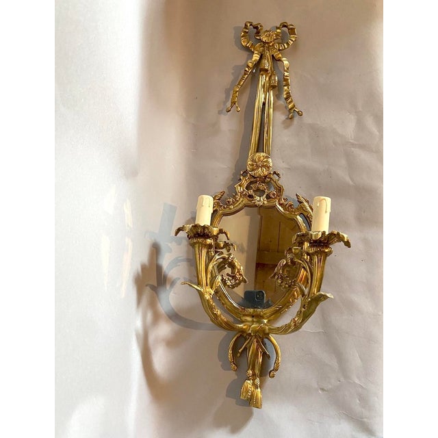 French Late20C French Maker Louis XVI Antique Bronze Sconces Wall Lamps -Pair For Sale - Image 3 of 18