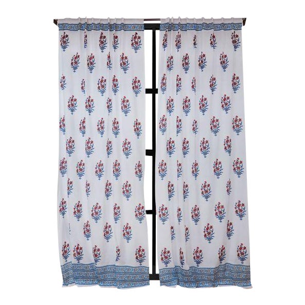 Nargis 45" X 84" Orange & Blue Curtain For Sale