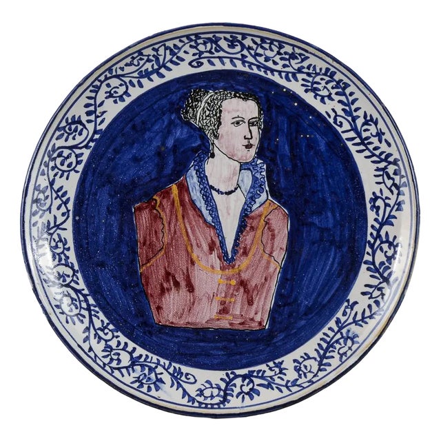 Plate with Painted Head by Appignano For Sale