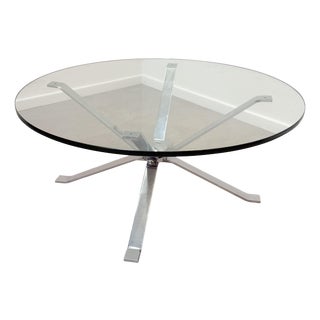 Vintage Chrome and Glass Coffee Table For Sale