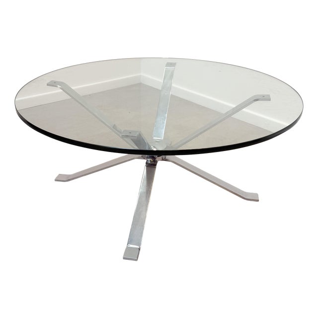 Vintage Chrome and Glass Coffee Table For Sale