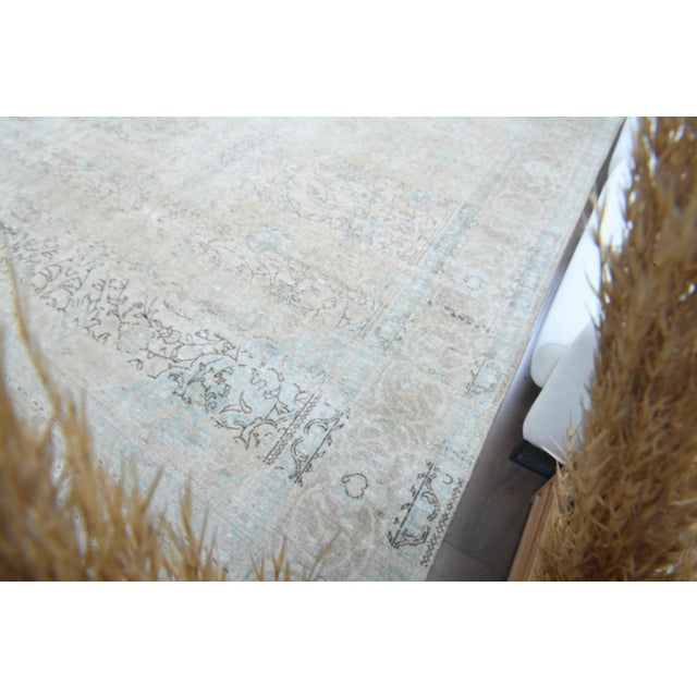 1970s Vintage Persian Handmade Wool Cotton Light Tan Area Rug For Sale - Image 10 of 10