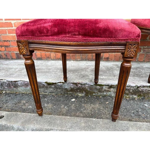 Pair of 20th Century Louis XVI Style Mahogany Upholstered Side Chairs For Sale In Washington DC - Image 6 of 12