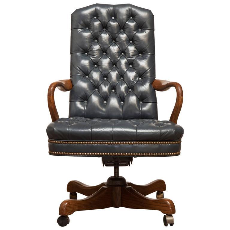 Schafer Brothers Tufted Leather Desk Chair Chairish