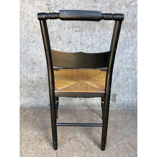 Early 20th Century Pair of Antique Hitchcock Style Stenciled Rush Seat Side Chairs For Sale - Image 5 of 8