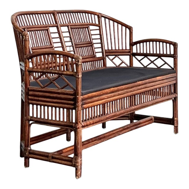 Vintage Brighton Pavillon Rattan Settee For Sale