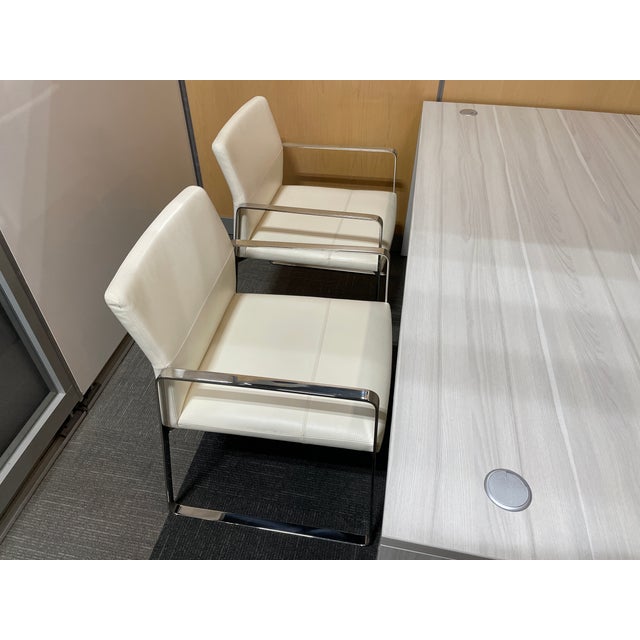 Celon White Leather Arm Chair by Bernhardt Design Lievore Altherr Molina For Sale - Image 10 of 11