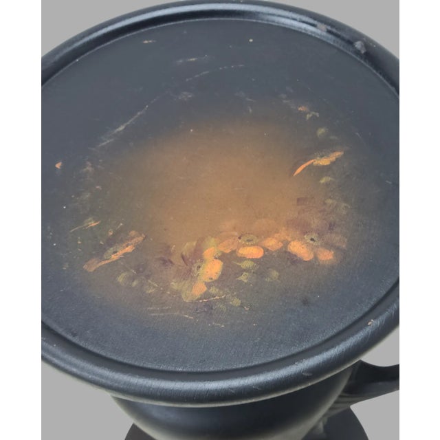 Wood Antique Regency Neclassical Urn Form Hand Painted Romantic Roses Carved Wood Plant Stand For Sale - Image 7 of 7