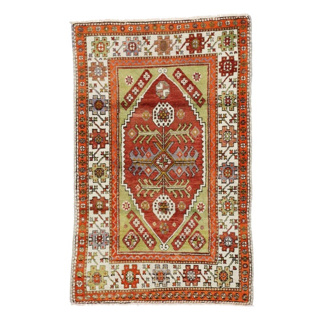Colorful Vintage Turkish Oushak Rug - 03'00 X 04'09 For Sale In Dallas - Image 6 of 6
