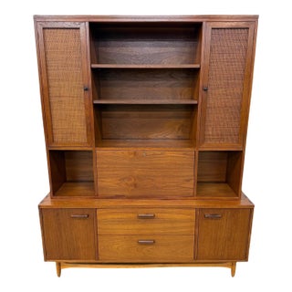 Mid-Century Modern Lane 2-Piece Walnut Storage Cabinet For Sale