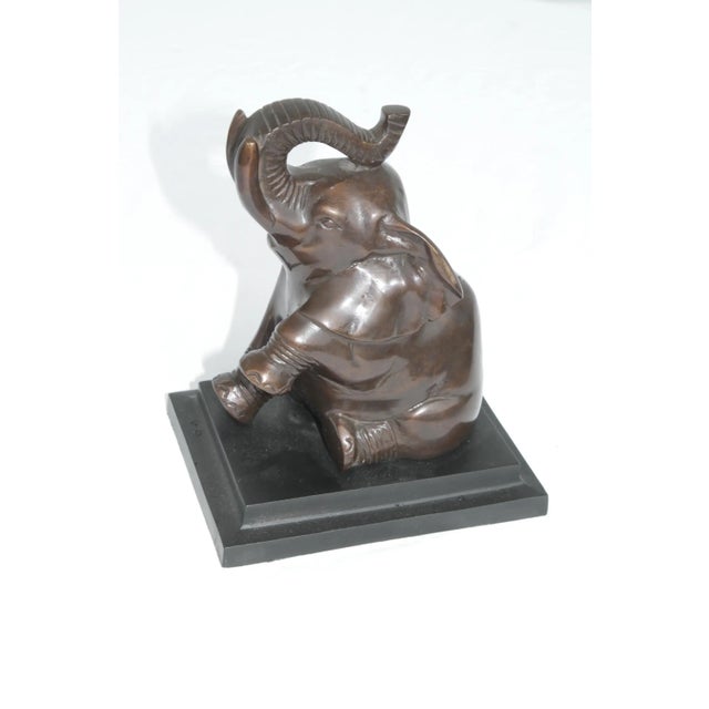 VTG Pair of Bronze Art Deco Baby Elephant Book Ends For Sale In Houston - Image 6 of 16