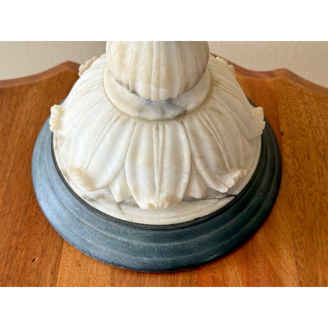Antique Neoclassical Carved Alabaster Lamp, Rewired For Sale - Image 6 of 12
