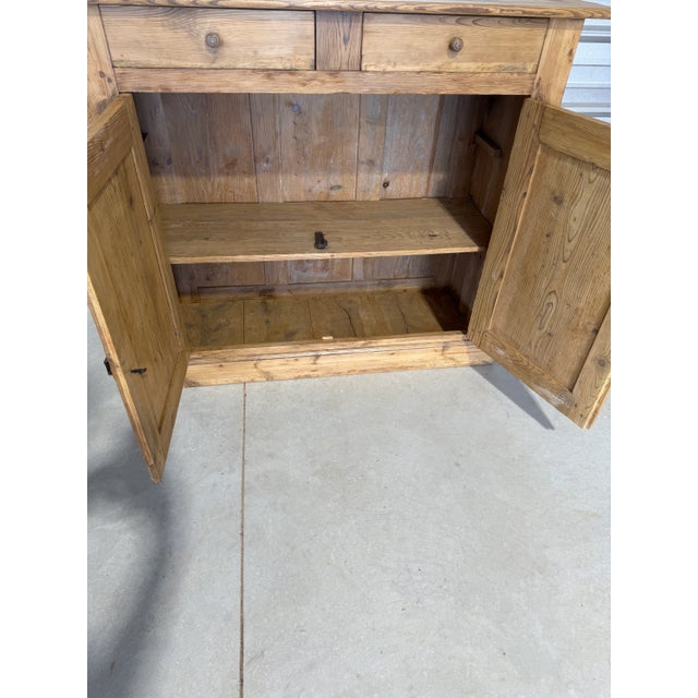 Antique Pine Sideboard Cupboard With Two Drawers From England For Sale - Image 16 of 18