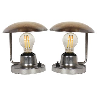 Bauhaus Style Chrome Table Lamps from Napako, 1940s, Set of 2 For Sale