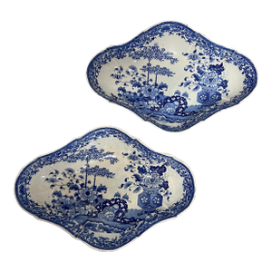 19th Century Bowl Blue and White Devonian Shape Bowls- Pair of 2