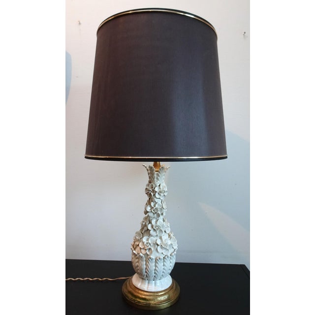 1940s Spanish Ceramic Applied Flowers Lamp from Bondia, 1940s For Sale - Image 5 of 18