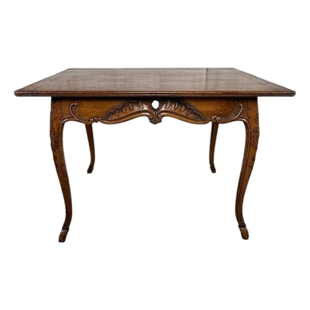 Antique French Louis XV Coffee Table, Solid Oak, Circa 1890 For Sale