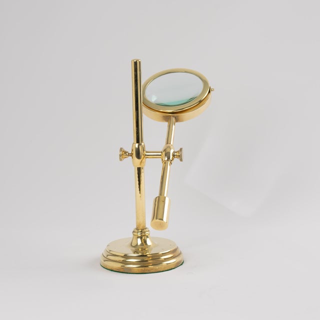 Brass Vintage Sarreid Brass Magnifying Glass on Adjustable Stand - Made in Korea For Sale - Image 8 of 15