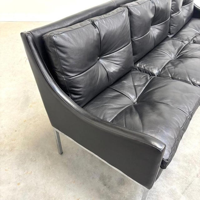 Mid-Century Bauhaus Style Leather 3-Seater Sofa by Roland Rainer, 1960s For Sale - Image 11 of 15