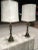 Mid-Century Modern Pair of Japanese Bronze & Marble Column Table Lamps With Original Shades For Sale - Image 3 of 13