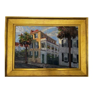West Fraser Oil Painting – “Palm Shadow on Church” (2002) – Charleston Renaissance Gallery For Sale