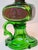 Antique Emerald Green Glass Kerosene Finger Lamp 4-Panel Portrait Pilgrim For Sale In Boston - Image 6 of 18
