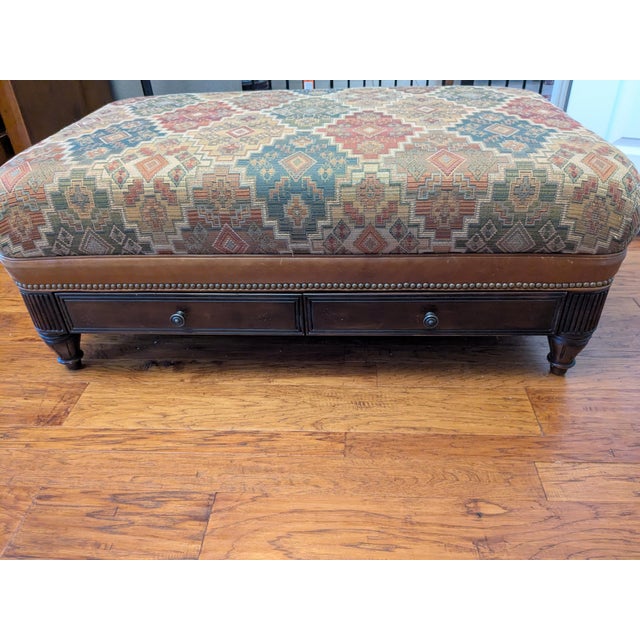 Early 21st Century 2004 Hancock & Moore Kilim & Leather Storage Ottoman With Drawers For Sale - Image 5 of 10