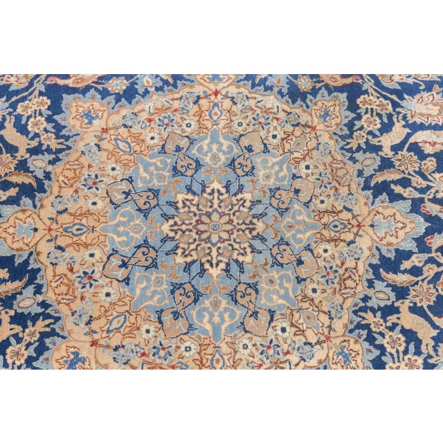 Isfahan Extremely Fine Wool & Silk Foundation. Signed Rug 5'3'' X 9'2'' For Sale In New York - Image 6 of 12