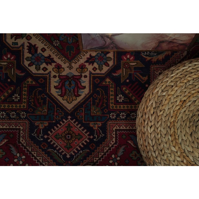 1970s Vintage Persian Handmade Wool 10x13 Red Area Rug For Sale - Image 4 of 13