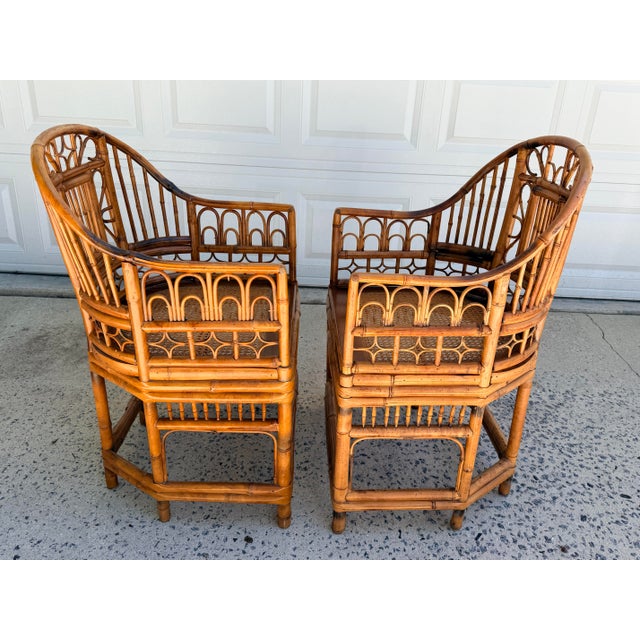 Brighton Pavilion Brighton Pavilion Style Scorched Bamboo Chairs-a Pair For Sale - Image 4 of 11