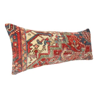 Colorful Antique Throw Lumbar Rug Pillow - Rustic Red & Blue Decorative Pillow Cover - 16'' X 43'' For Sale